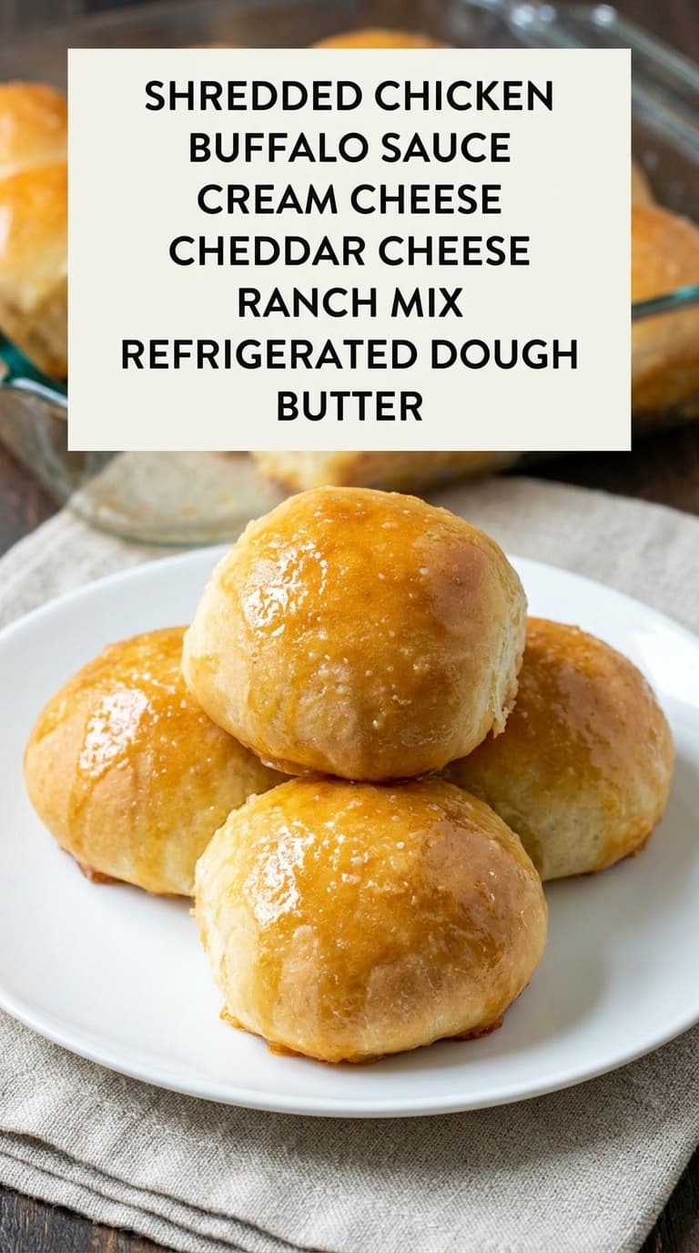 Stacked golden-brown rolls with a glossy glaze on a white plate.